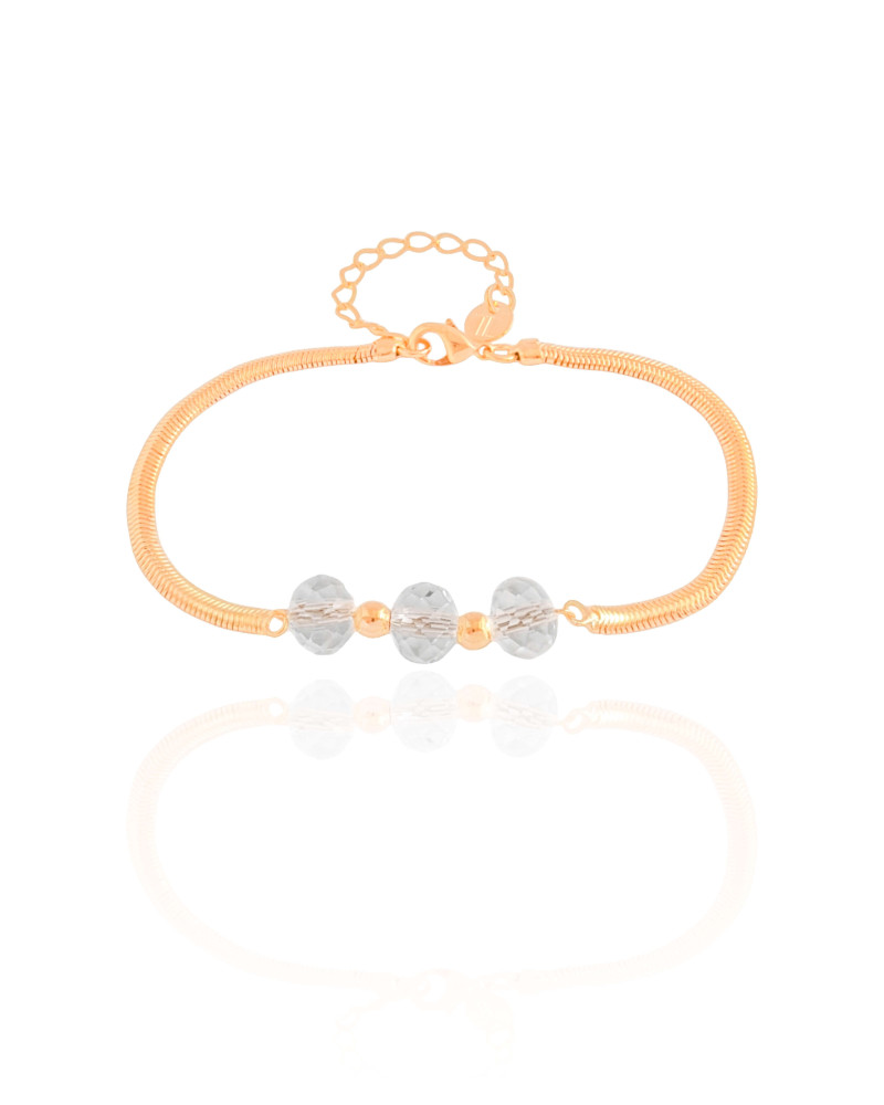 Pulseira Snake Cristais 8 mm Banhado a Ouro 18K