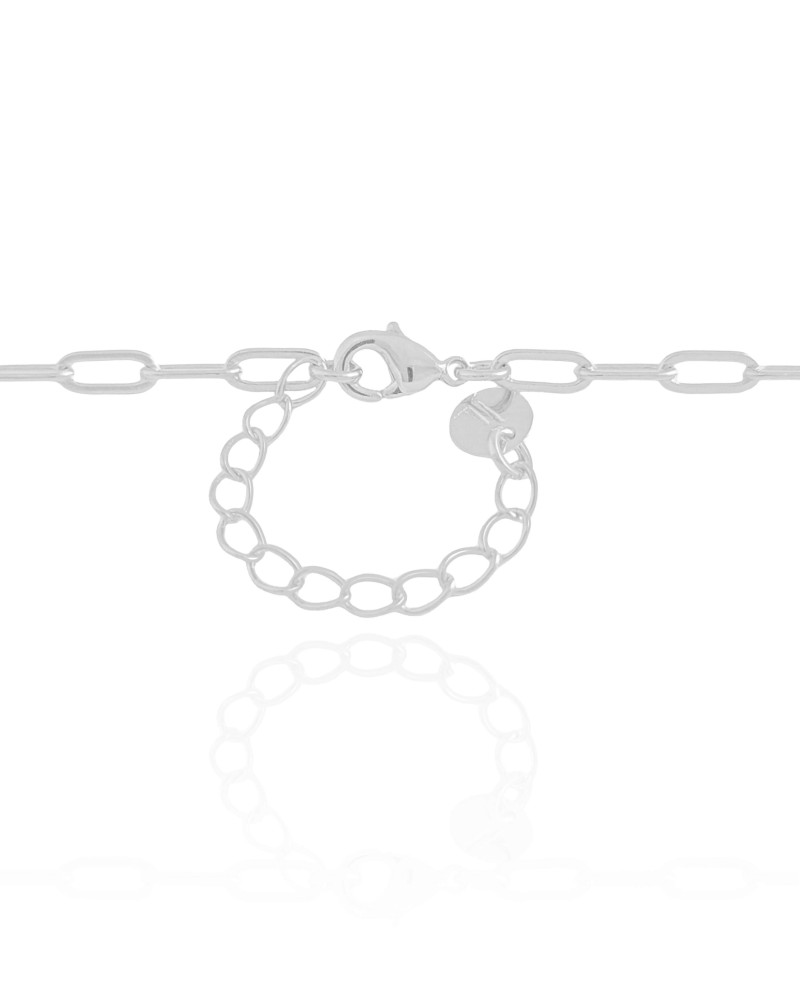 Gargantilha Elos Retângulo Cristal Ródio Branco - 45 cm