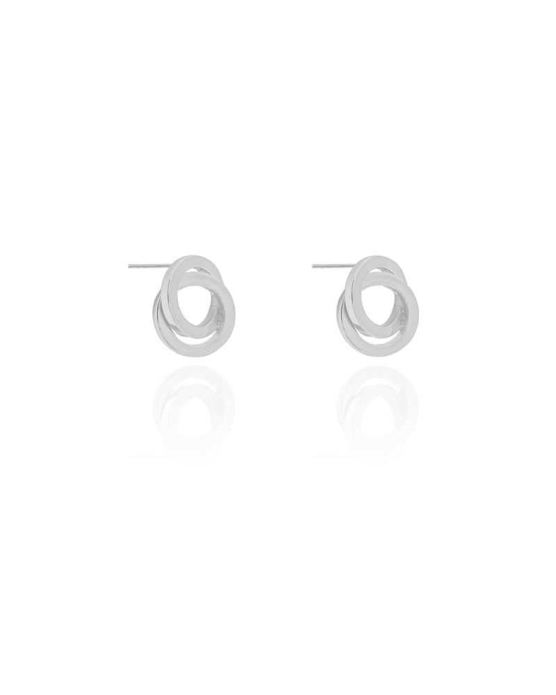Brinco Círculos Entrelaçados 1.3 cm Ródio Branco