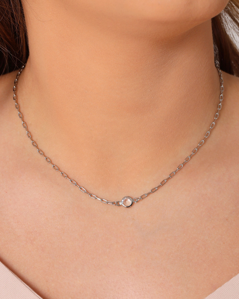 Choker Elos Ponto de Luz Cristal 6 mm Ródio Branco