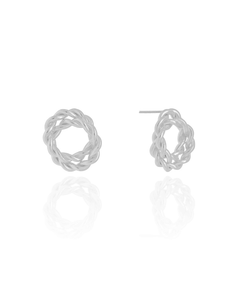 Brinco Círculos Torcidos Entrelaçados 1.8 cm Ródio Branco