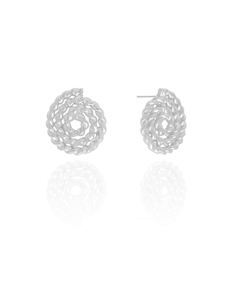 Brinco Espiral Torcido 2.1 cm Ródio Branco