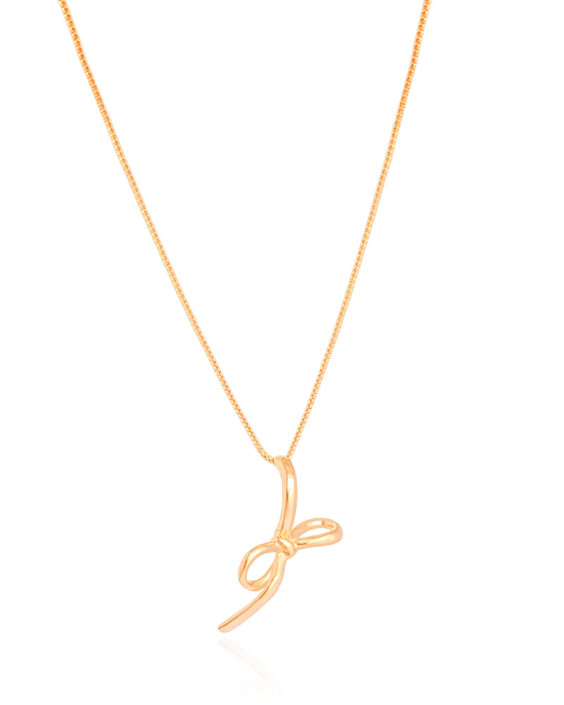 Gargantilha Veneziana Laço Liso Banhado a Ouro 18K - 45 cm