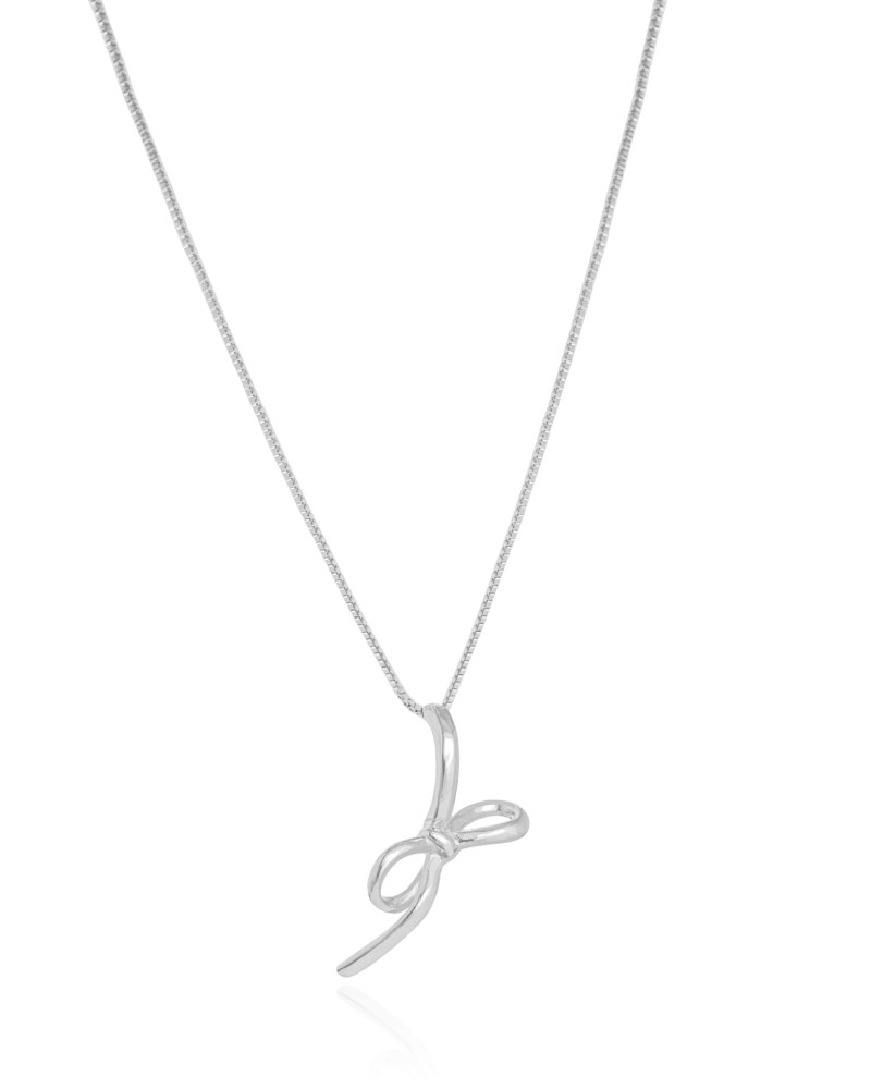 Gargantilha Veneziana Laço Liso Ródio Branco - 45 cm
