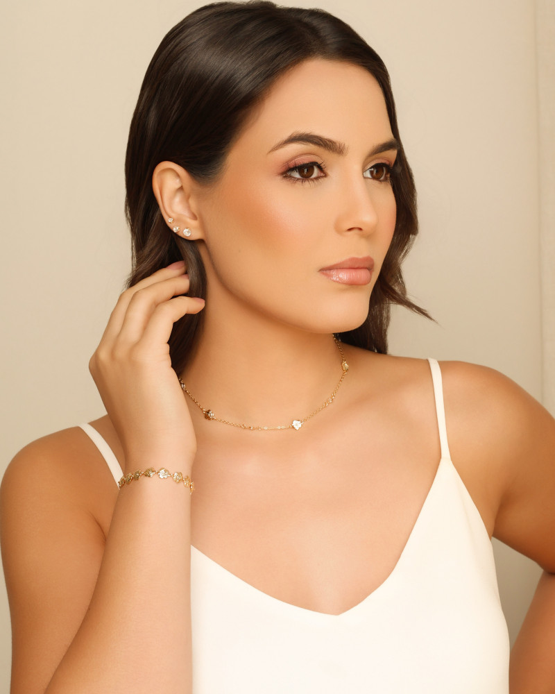 Pulseira Flores Lisas Banhado a Ouro 18K