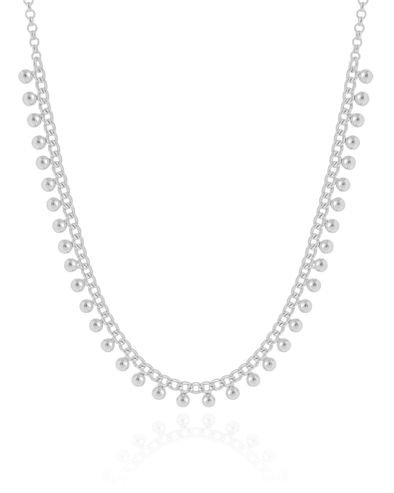 Choker Grumet Bolinhas Lisas Ródio Branco