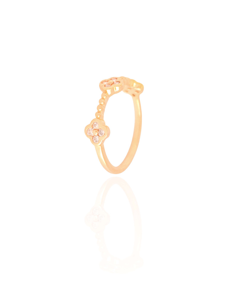 Anel Trevo Cristal Tamanho 12 Banhado a Ouro 18K