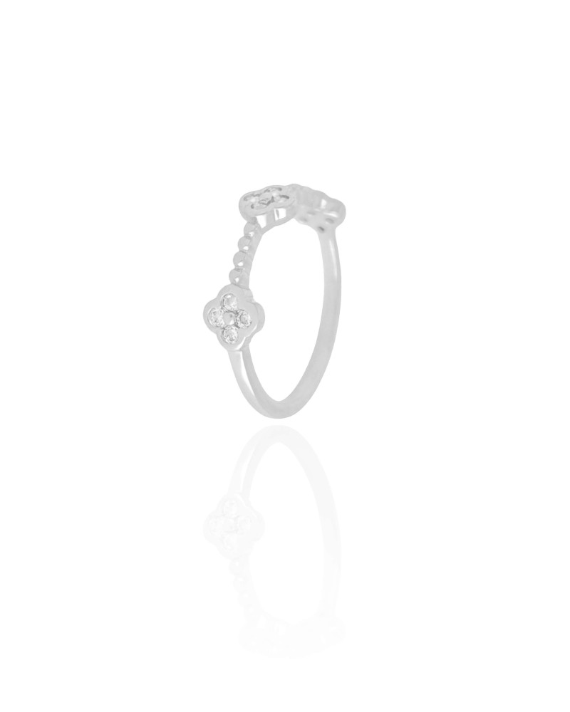 Anel Trevo Cristal Tamanho 12 Ródio Branco