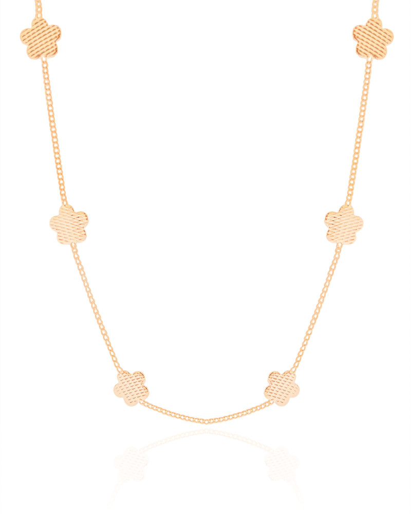 Choker Flores Texturizadas 8 mm Banhado a Ouro 18K