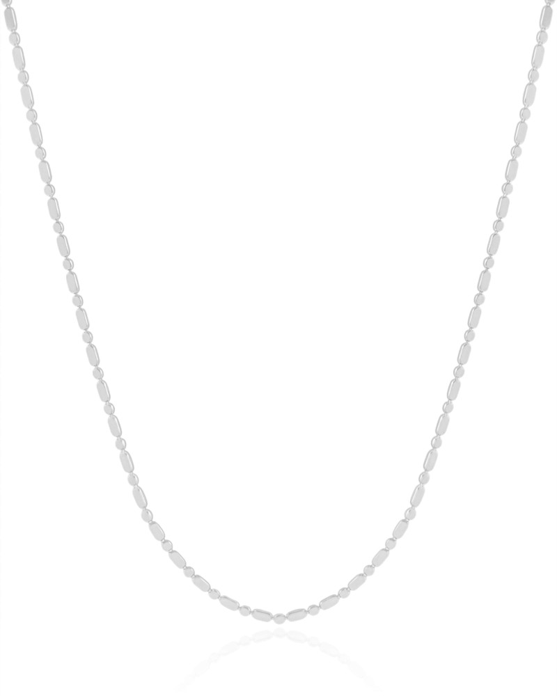 Gargantilha Plaquinhas Ovais Achatadas Ródio Branco - 40 cm
