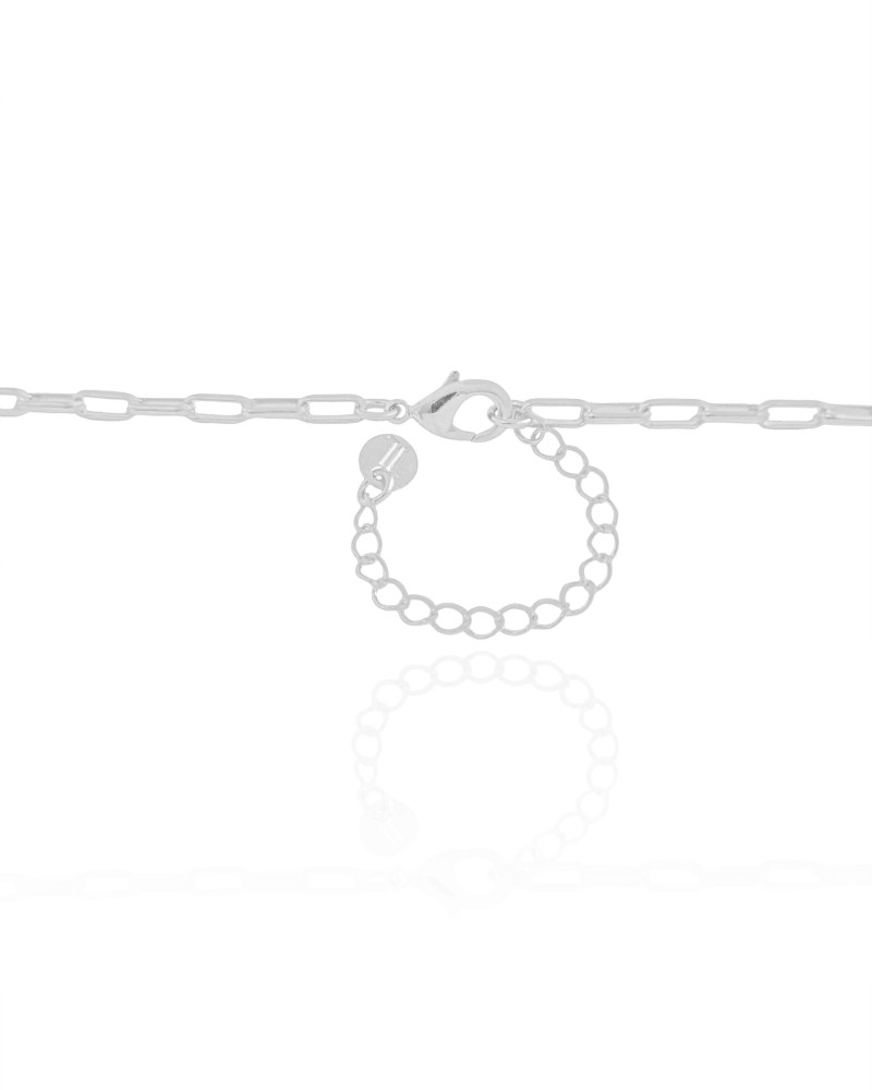 Gargantilha Elos Lisos 3 mm Ródio Branco - 45 cm