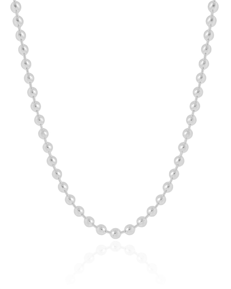 Choker Bolas Lisas 4 mm Ródio Branco
