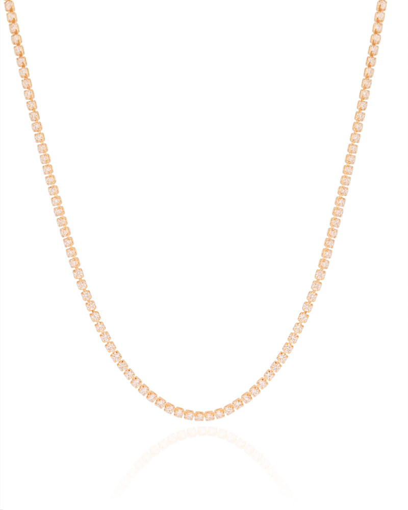 Choker Riviera Cristal 2 mm Banhado a Ouro 18K