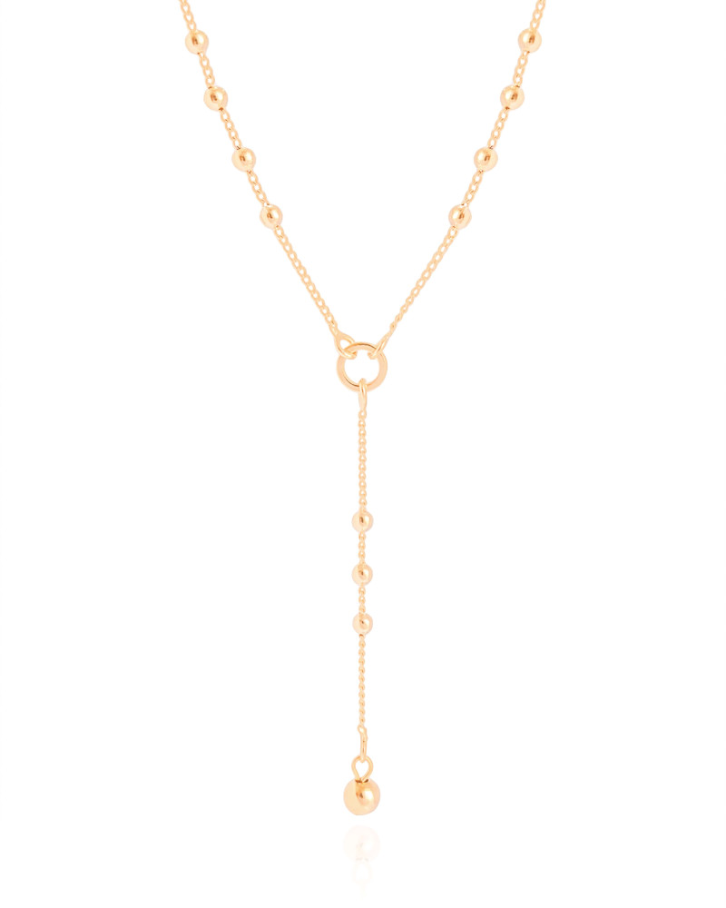 Gargantilha Gravata Bolinhas Banhado a Ouro 18K - 40 cm