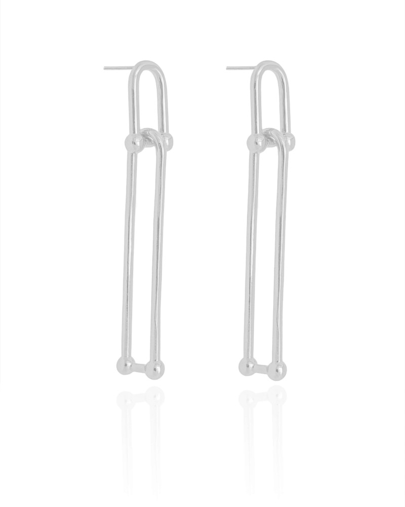 Brinco Elos U Balanço 6.0 cm Ródio Branco