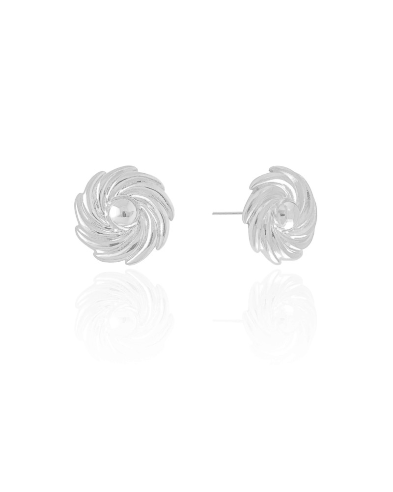 Brinco Flor Lisa 1.8 cm Ródio Branco