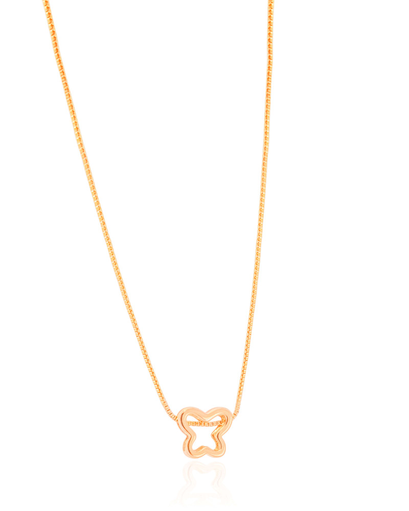 Gargantilha Veneziana Borboleta Vazada Banhado a Ouro 18K - 45 cm
