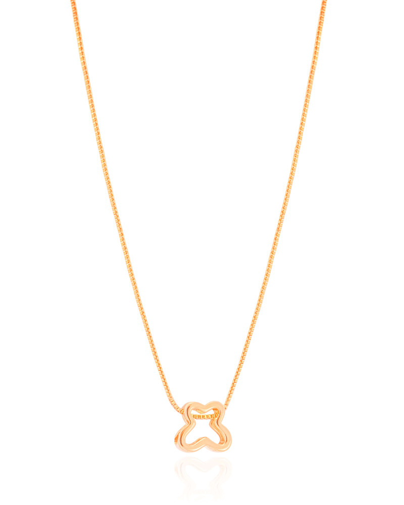 Gargantilha Veneziana Borboleta Vazada Banhado a Ouro 18K - 45 cm