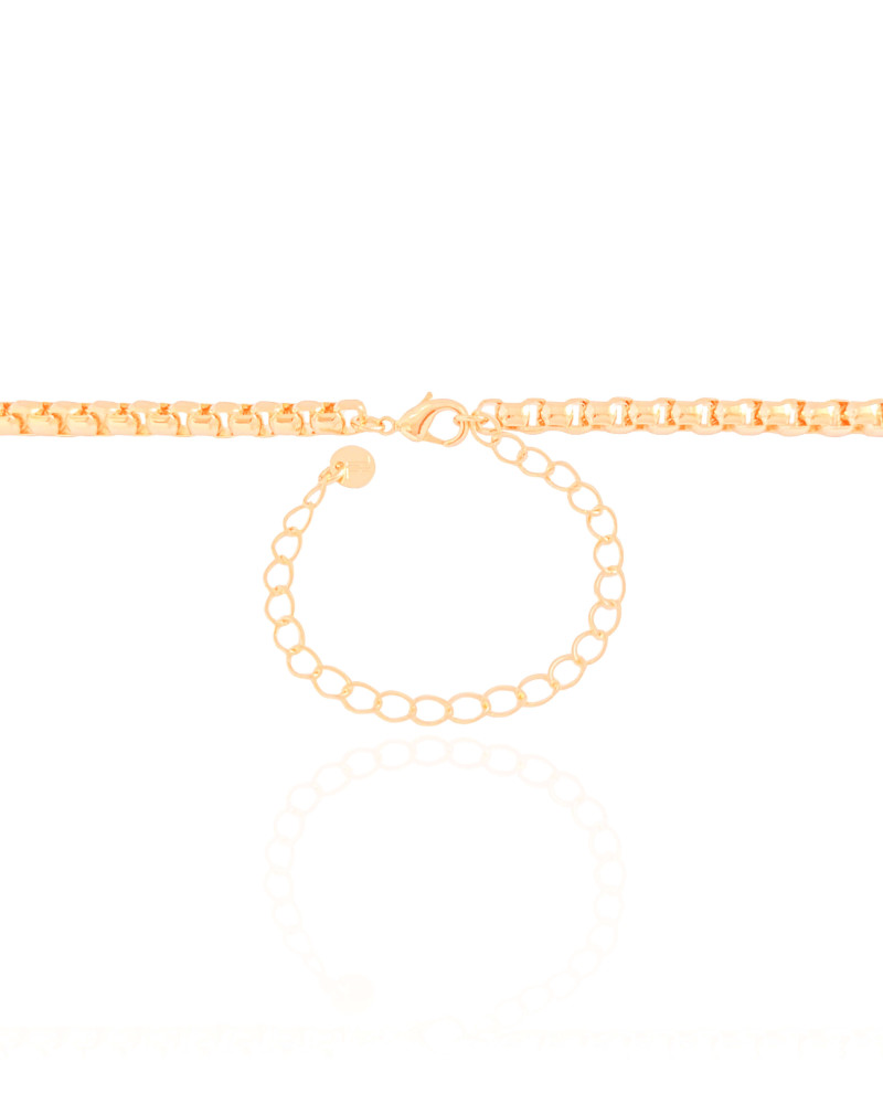 Choker Elos Quadrados 5 mm Banhado a Ouro 18K