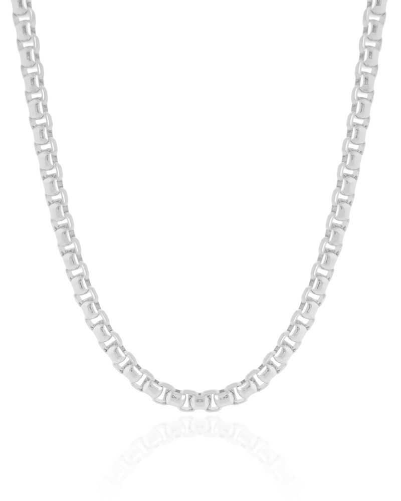 Choker Elos Quadrados 5 mm Ródio Branco