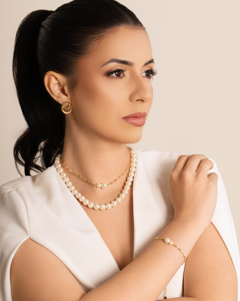 Choker Elos Pérolas Banhado a Ouro 18K