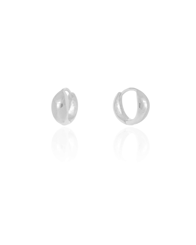 Brinco Argola Click Abaulada Lisa 1.4 cm Ródio Branco