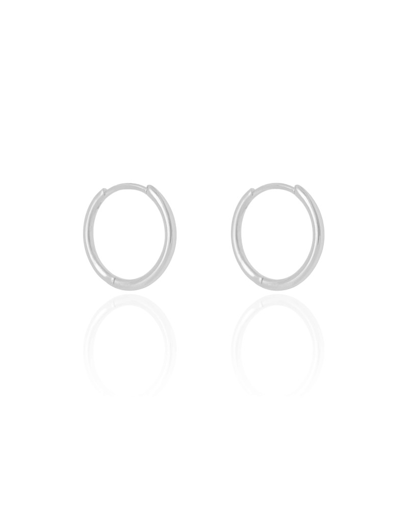 Brinco Argola Click Fio Liso 2.0 cm Ródio Branco