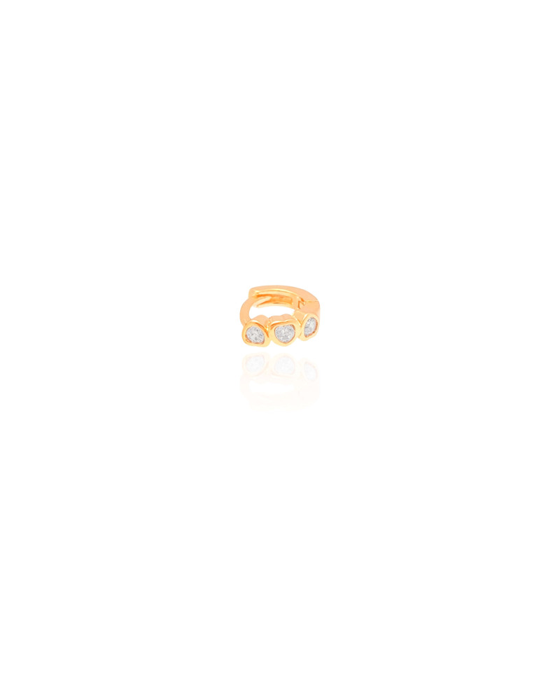 Piercing para Hélix Corações Cravação Inglesa Cristal 8 mm Banhado a Ouro 18K