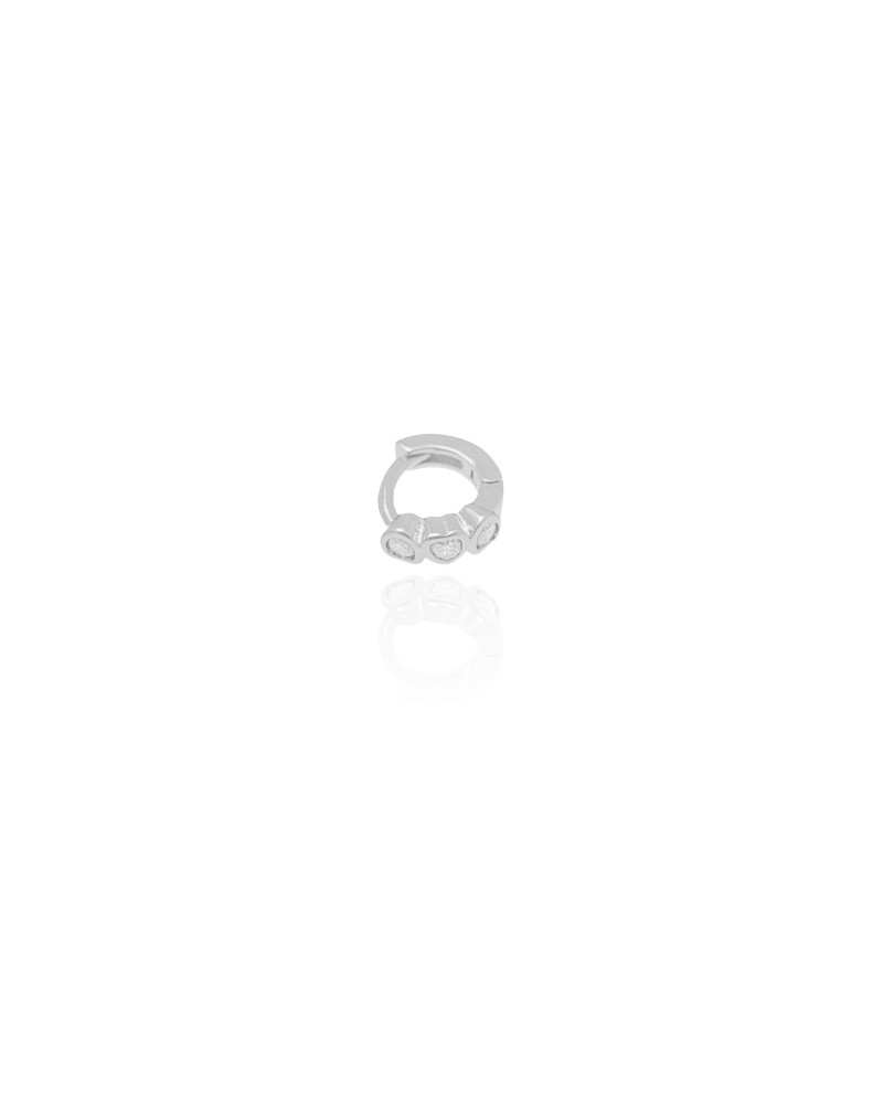 Piercing para Hélix Corações Cravação Inglesa Cristal 8 mm Ródio Branco