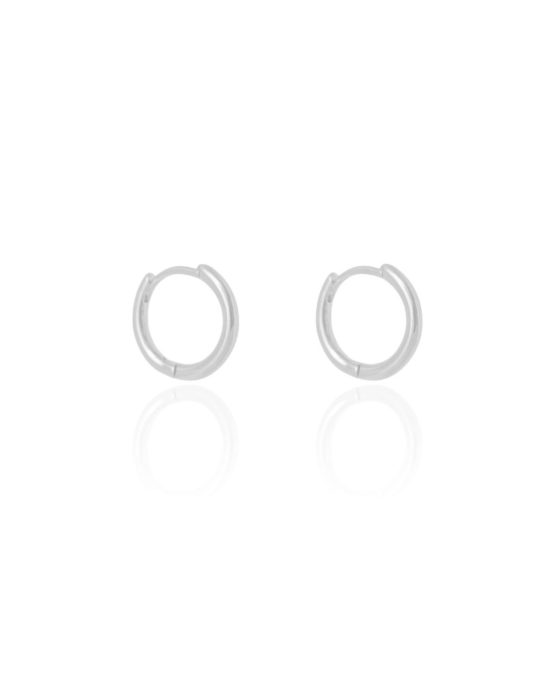 Brinco Argola Click Fio Liso 1.6 cm Ródio Branco