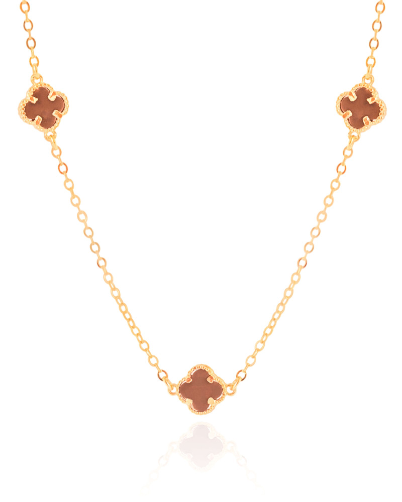 Choker Elos Trevos Tom Rubi 1.0 cm Banhado a Ouro 18K