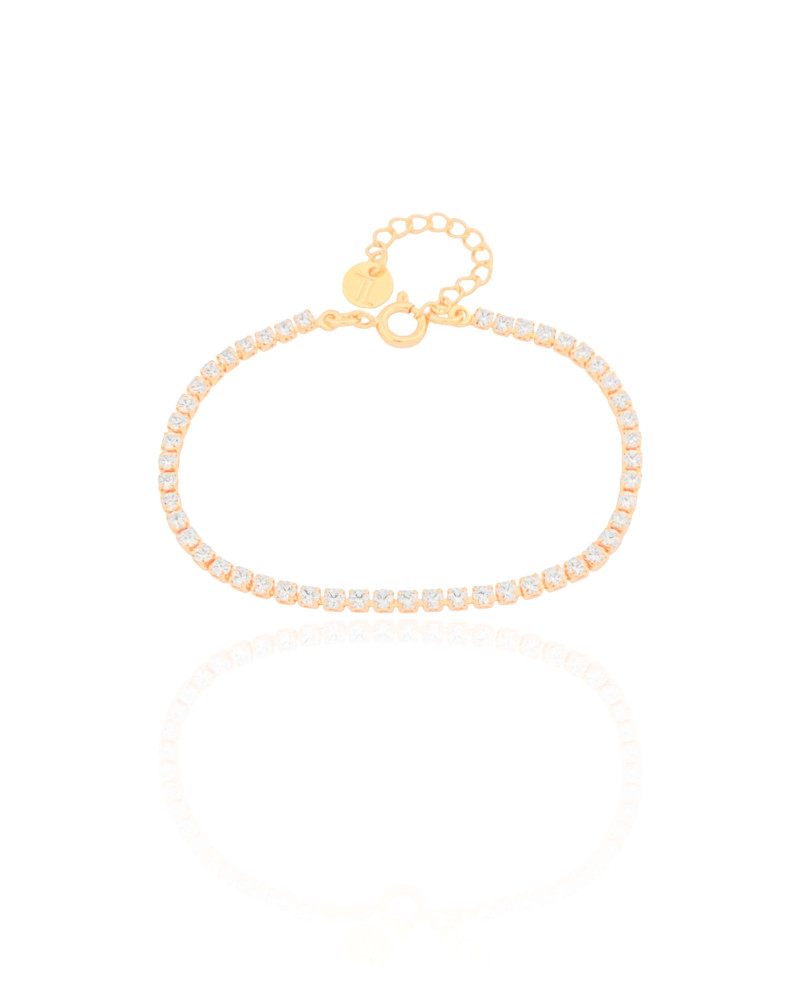 Pulseira Infantil Riviera Cristal 2 mm Banhado a Ouro 18K