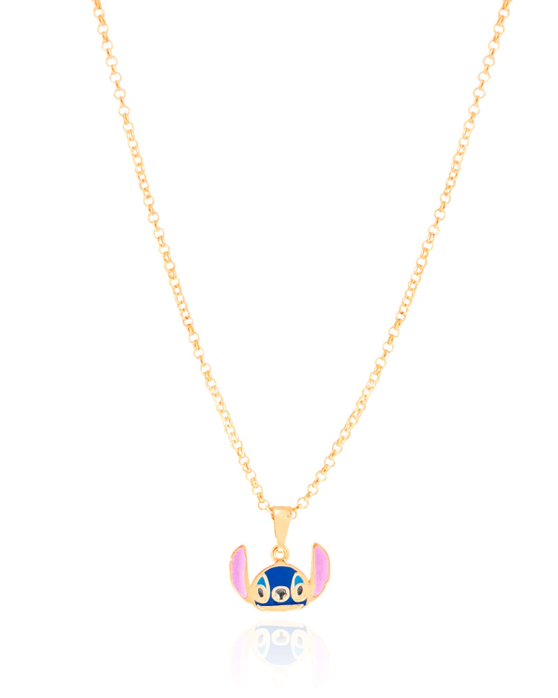 Gargantilha Infantil Elos Stitch 1.0 cm Banhado a Ouro 18K - 45 cm