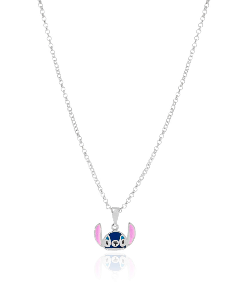 Gargantilha Infantil Elos Stitch 1.0 cm Ródio Branco - 45 cm