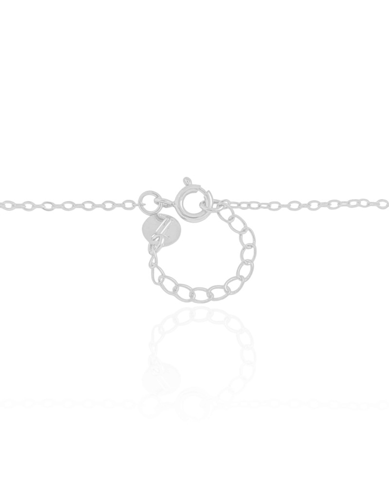 Gargantilha Infantil Corações Pérolas Ródio Branco - 35 cm