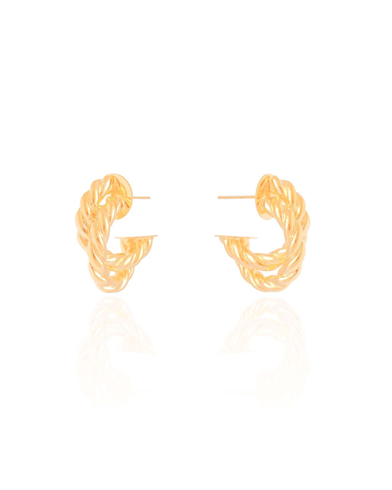 Brinco Argola Torcida Entrelaçada 2.3 cm Banhado a Ouro 18K