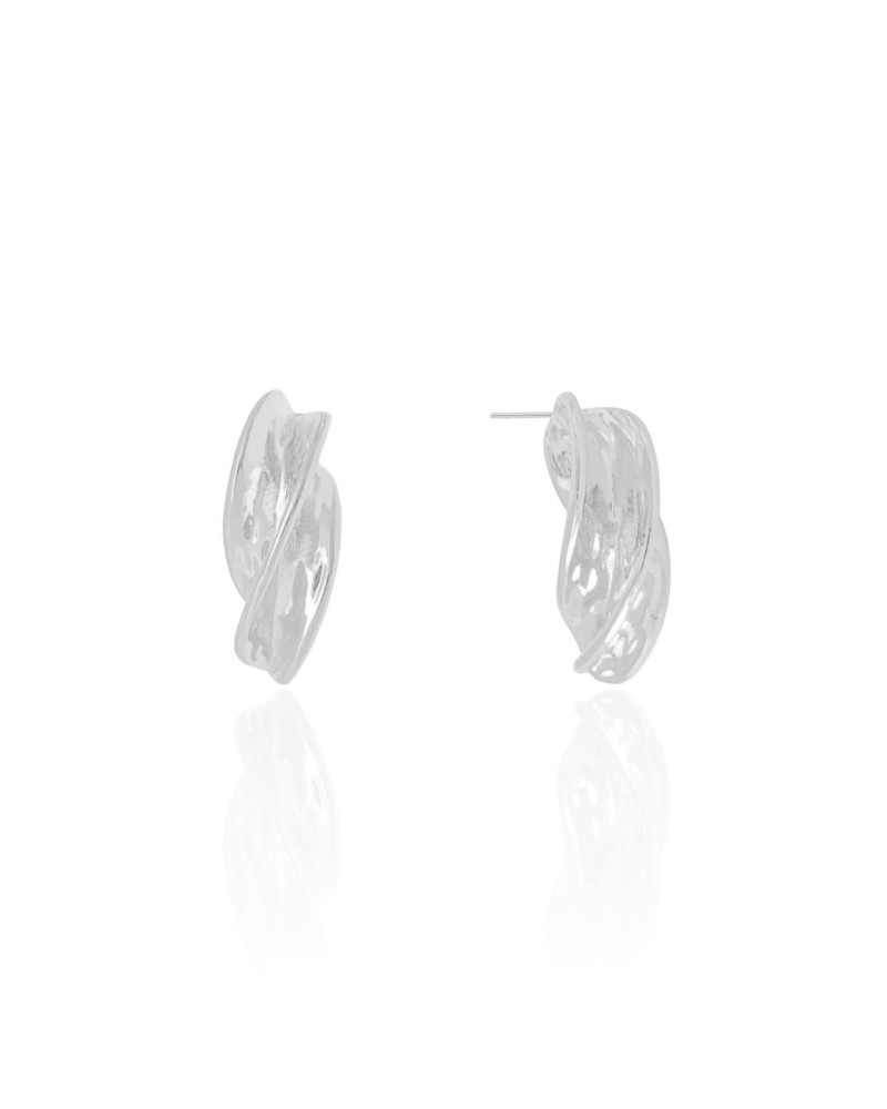 Brinco Orgânico Detalhado 2.4 cm Ródio Branco