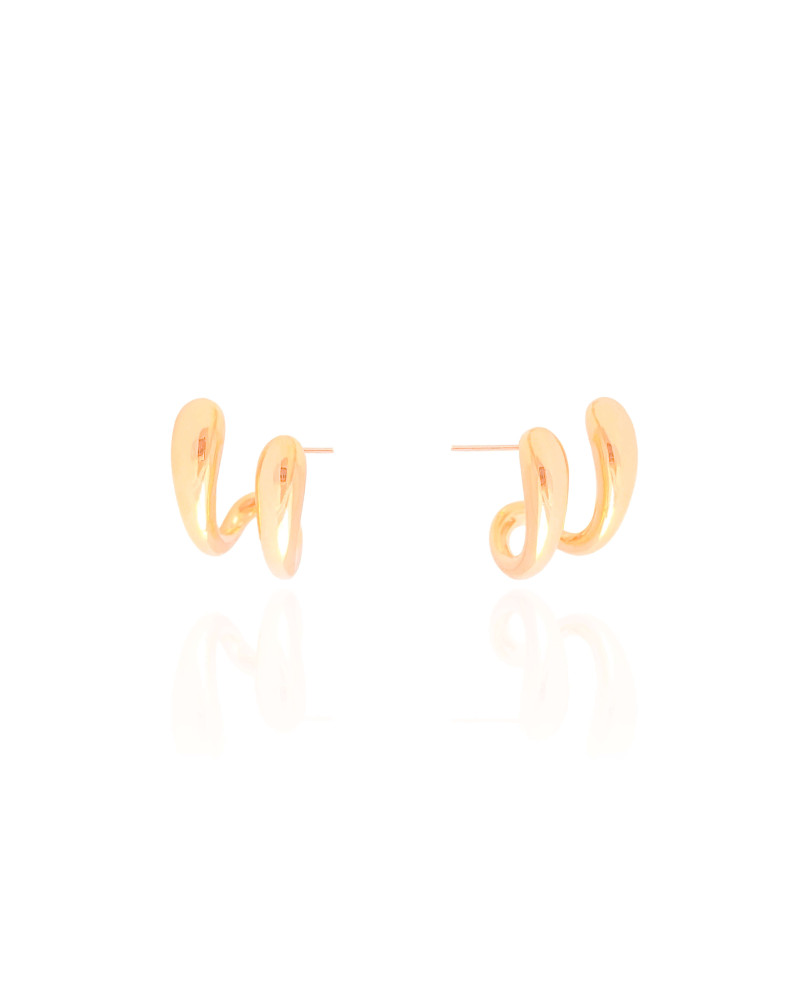 Brinco Dois Filetes Lisos 1.7 cm Banhado a Ouro 18K