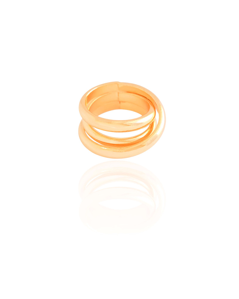 Anel Filetes Entrelaçados Tamanho 14 Banhado a Ouro 18K