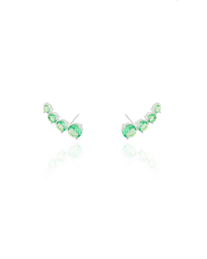 Ear Cuff Pontos de Luz Turmalina Ródio Branco
