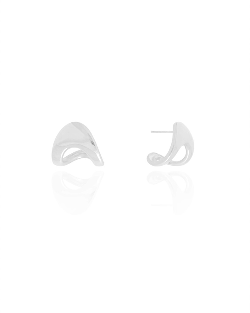 Brinco Argola Orgânica Lisa 1.2 cm Ródio Branco