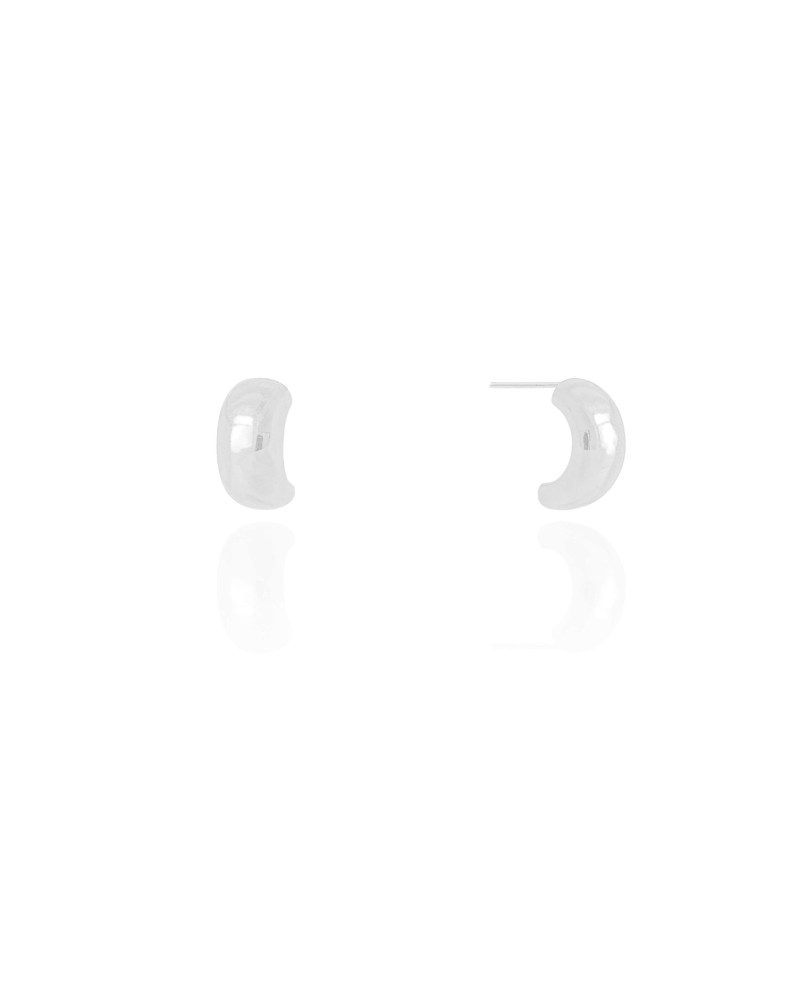 Brinco Meia Argola Lisa 1.2 cm Ródio Branco