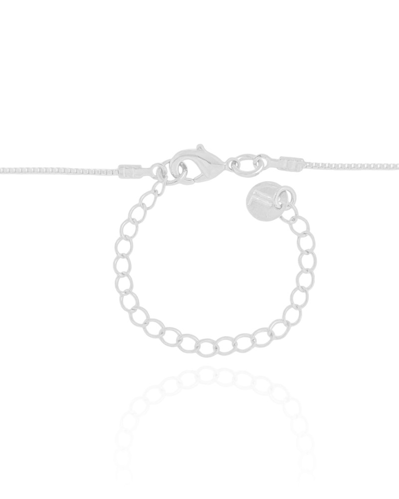 Gargantilha Gravata Bolinhas Lisas Ródio Branco - 50 cm