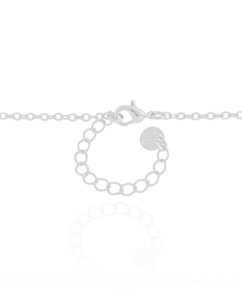 Gargantilha Elos Pingente Gotas Cristal Ródio Branco - 40 cm