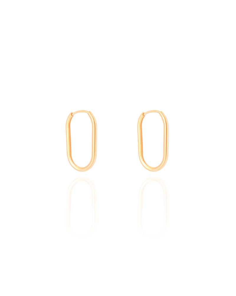 Brinco Argola Encaixe Fio Oval 1.8 cm Banhado a Ouro 18K