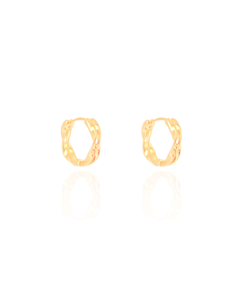 Brinco Argola Click Torcida Dupla 1.5 cm Banhado a Ouro 18K