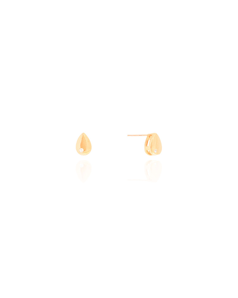Brinco Gota Lisa Ponto de Luz Cristal Banhado a Ouro 18K