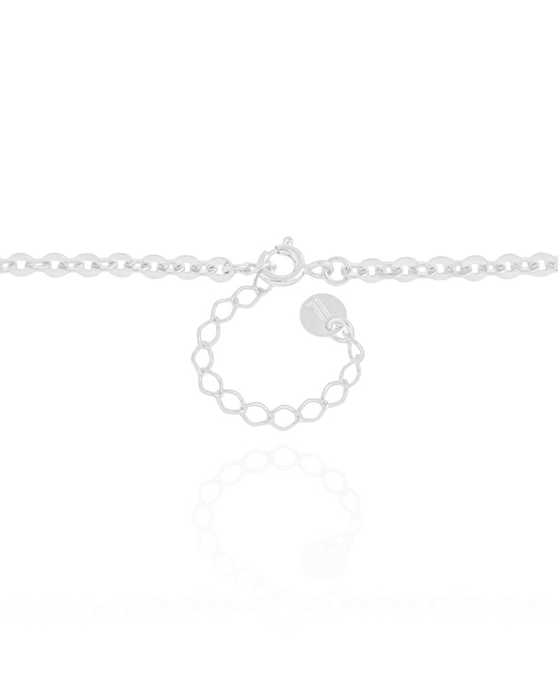 Gargantilha Elos Ovais Coração Madrepérola Ródio Branco - 40 cm