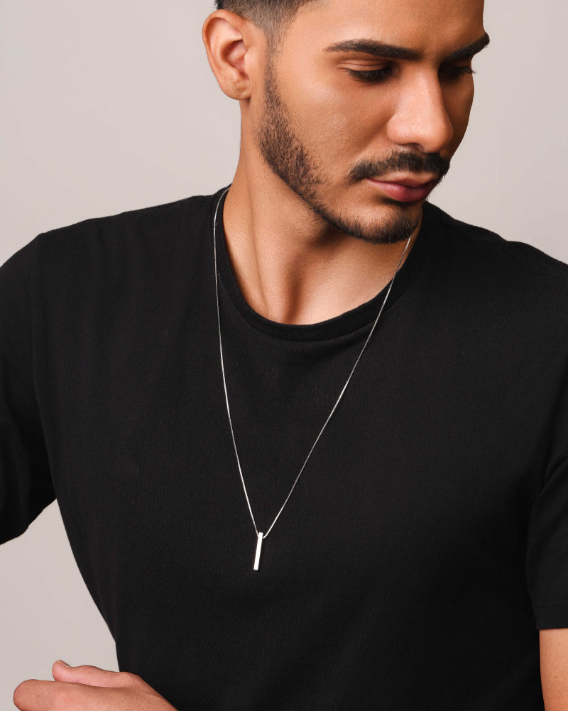 Gargantilha Masculina Palito Liso 2.5 cm Ródio Branco - 70 cm