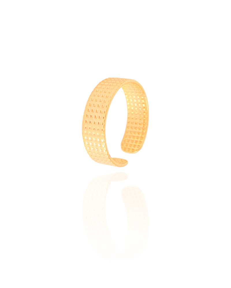 Anel Ajustavel Texturizado Tamanho M Banhado a Ouro 18K